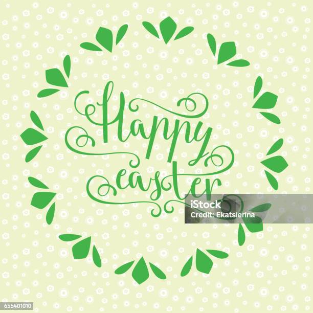 Hand Calligraphic Font With Happy Easter Text Stock Illustration - Download Image Now - Badge, Banner - Sign, Calligraphy