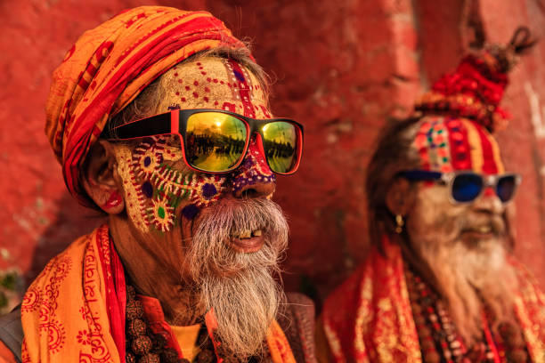 istock Sadhu - indian holymen sitting in the temple 655403676