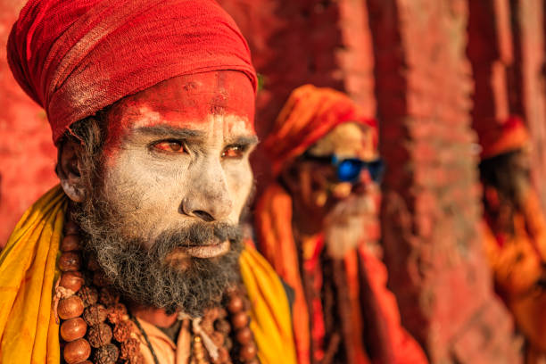 istock Sadhu - indian holymen sitting in the temple 655406848