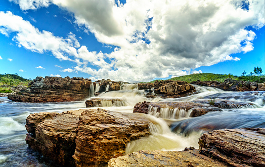 Rapids of a river in the Chapada Dos Veadeiros National Park  in the state of Goias in central rural Brazil