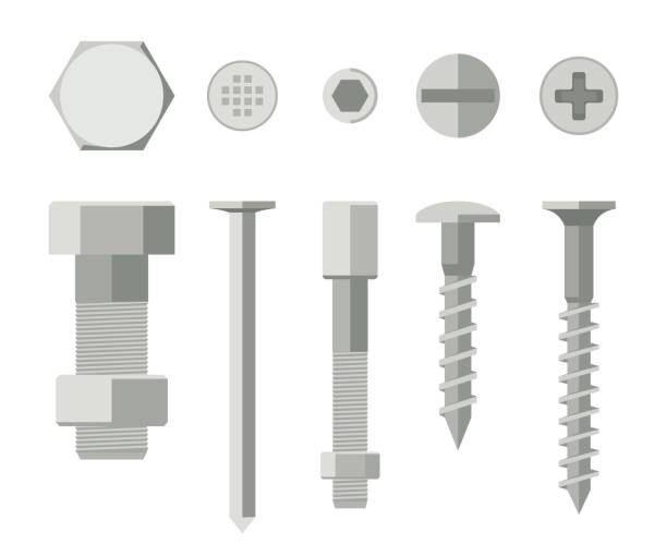 ilustrações de stock, clip art, desenhos animados e ícones de screws and bolts - cross section illustrations