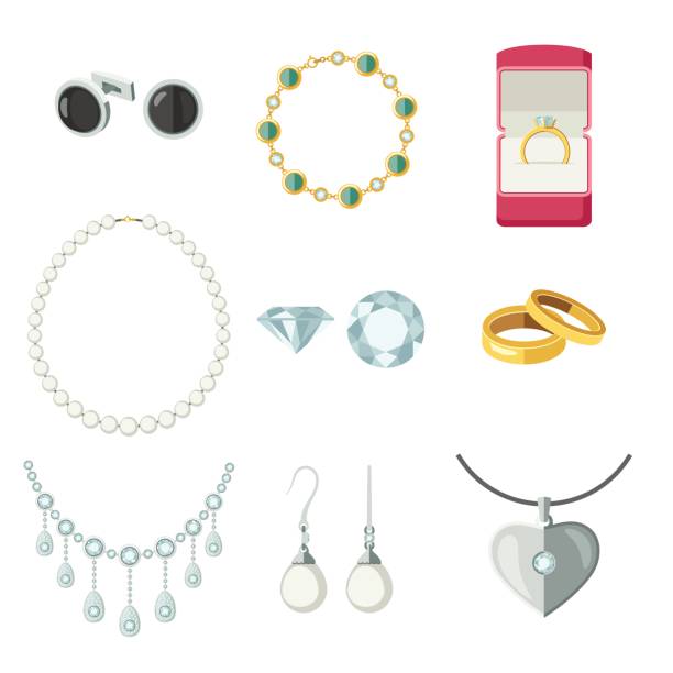 biżuteria - necklace jewelry heart shape gold stock illustrations