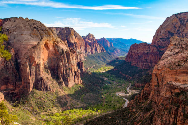 Zion National Park, Utah, United States View from Angels Landing, Zion National Park, Utah zion river stock pictures, royalty-free photos & images