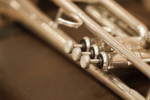 트럼펫의 세부 사항 - close up musical instrument trumpet valve 뉴스 사진 이미지