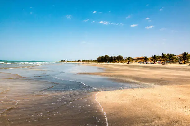 Idyllic beach near the Senegambia hotel strip in the Gambia, West Africa