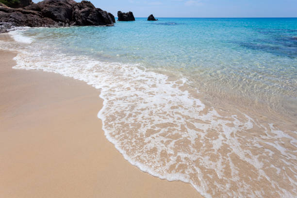 istock Seascape view with rocks,beautiful beach and sky 655419082
