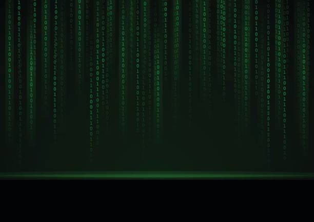 Vector : Green binary number on black background Vector : Green binary number on black background transfer print stock illustrations