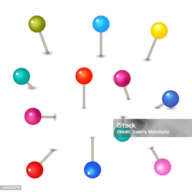 Pushpin Visuals Vector Pushpins Isolated On White Background Push Pins For Map Stock ...