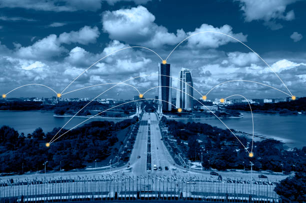 istock Putrajaya, Malaysia cityscape and network connection concept. 655428302