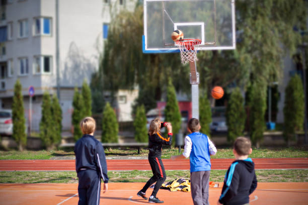 Kids playing basketball