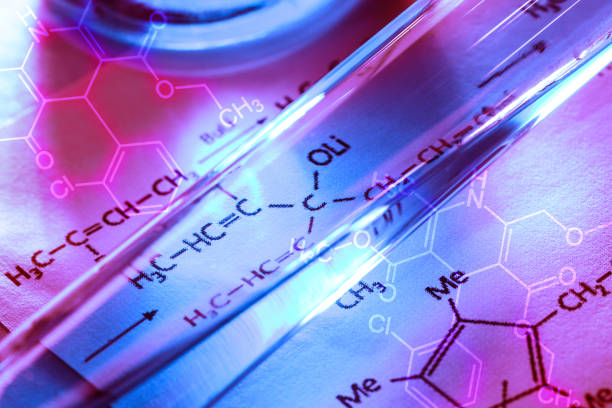 Chemical tube with reaction formula in light