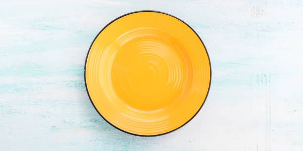 istock Pastel Color ceramic plate dish top view background 655446372