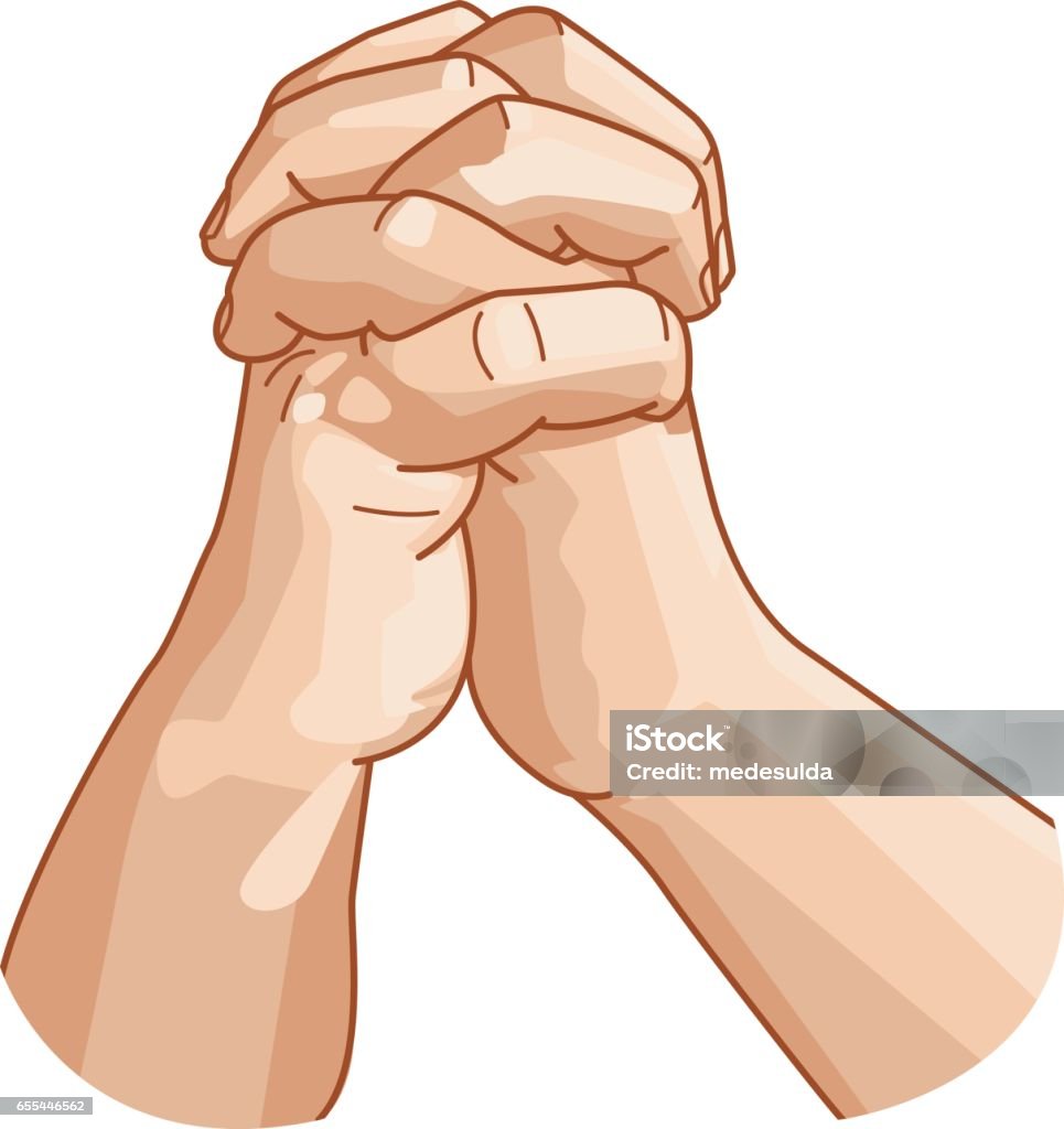 Pray The hands are locked and praying. Praying stock vector