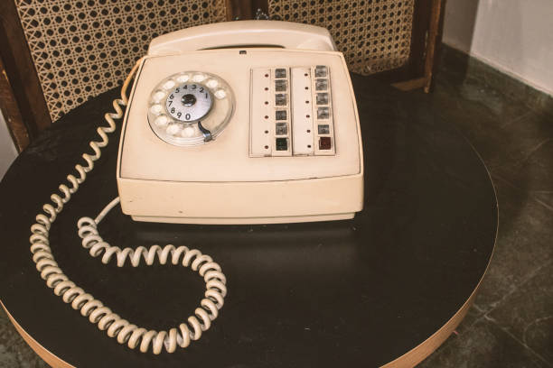Vintage - Old Beige phone retro  - 80's concept image