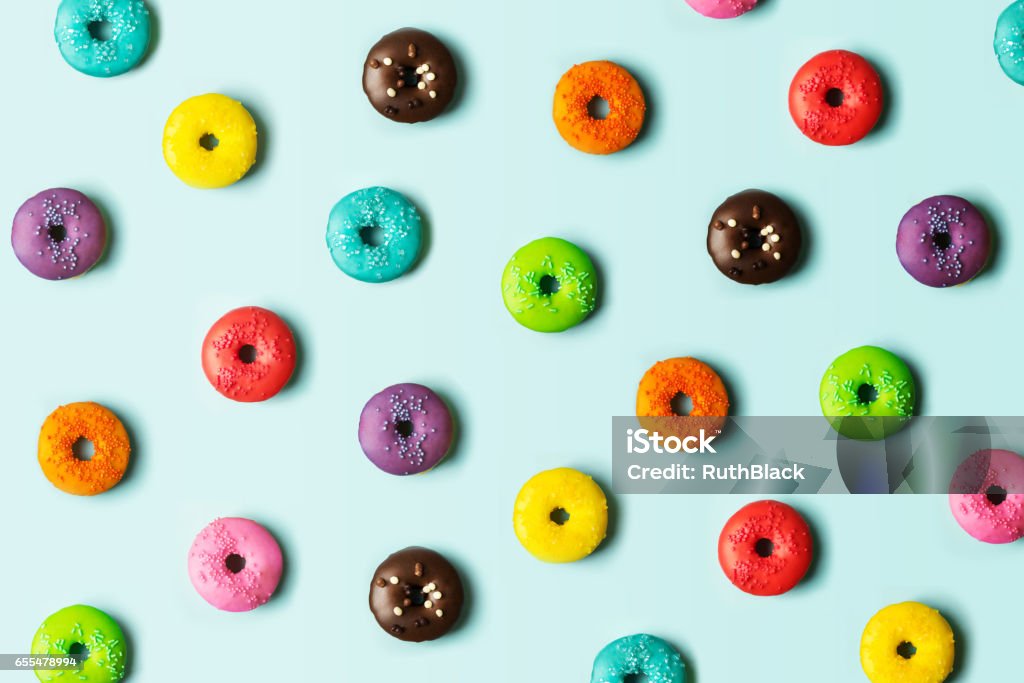 Donut background Colorful donut background Choice Stock Photo