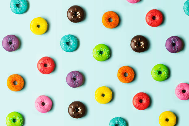 Donut background Colorful donut background group of objects colourful stock pictures, royalty-free photos & images