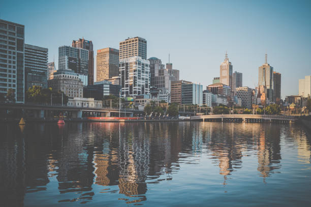 Cityscape of the city of Melbourne at Sunset, Australia
