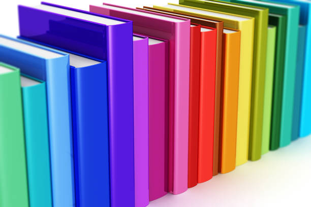 Colored Books in a row.