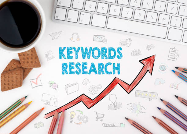 Keywords Research Business Concept. White office desk