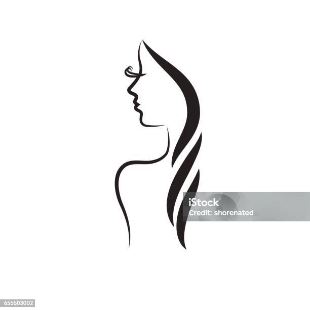 Ilustración de Plantilla De Mujer Hermosa Vector Logo y más Vectores Libres de Derechos de Pelo - Pelo, Ícono, Belleza