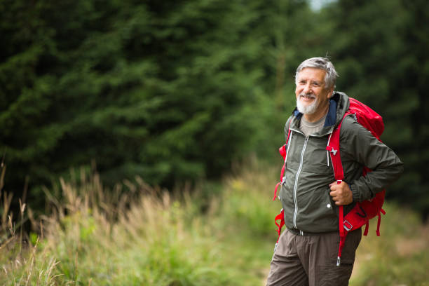 istock Active senior hiking in high mountains 655510048