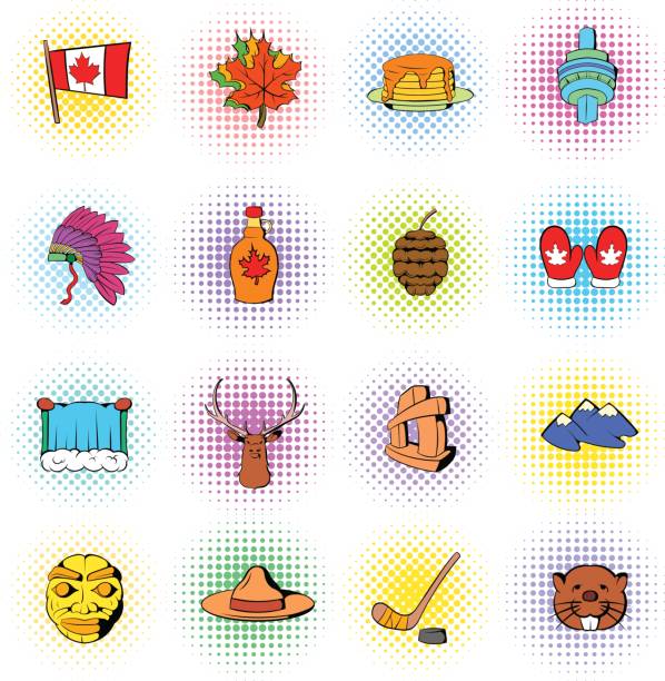 ilustrações de stock, clip art, desenhos animados e ícones de canada icons set - canadian flag maple leaf canada computer icon