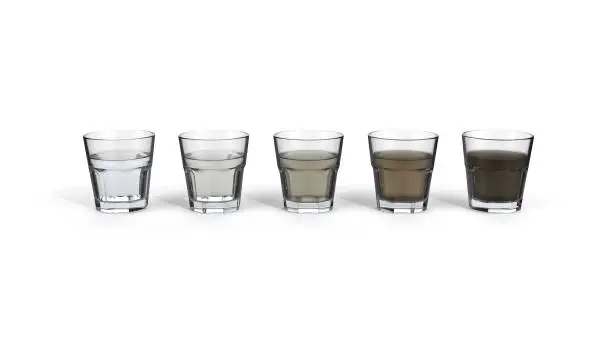 Glasses with water of different quality