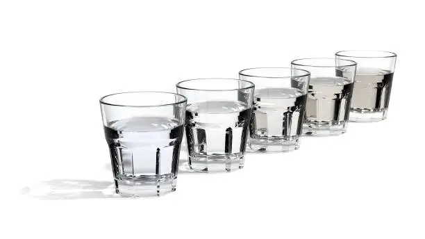 Glasses with water of different quality
