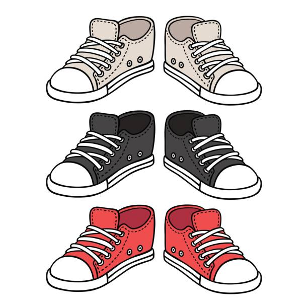 Sneakers Drawing Set Stock Illustration - Download Image Now - Sports Shoe,  Canvas Shoe, Cartoon - iStock