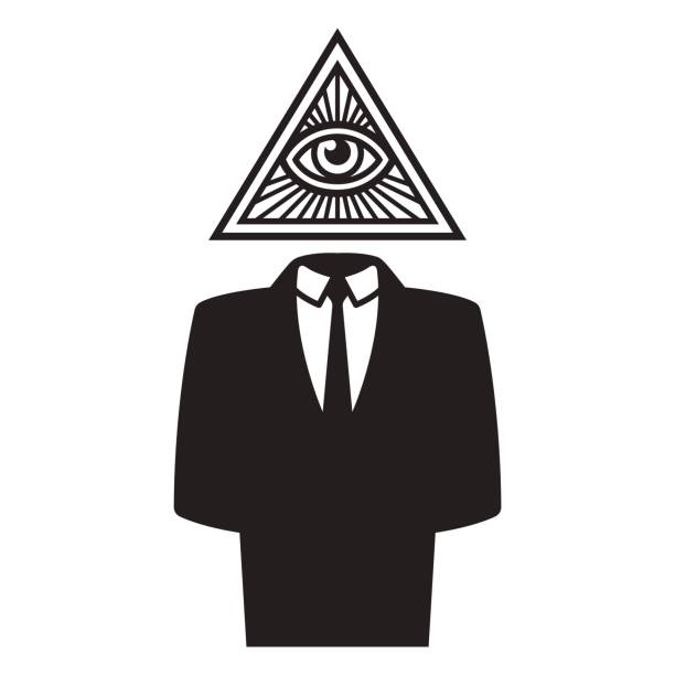 illustrazioni stock, clip art, cartoni animati e icone di tendenza di illustrazione del complotto illuminati - men necktie isolated white background