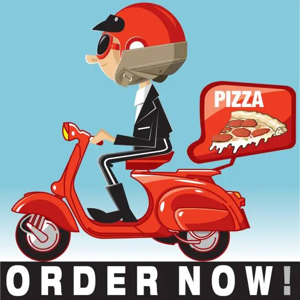 Vector illustration of Vector pizza delivery