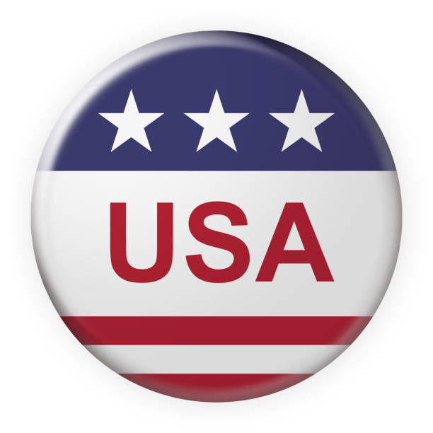 istock Badge: USA Button With US Flag, 3d illustration on white 655552396