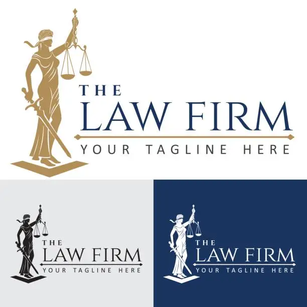 Vector illustration of Logo law firm lady justice