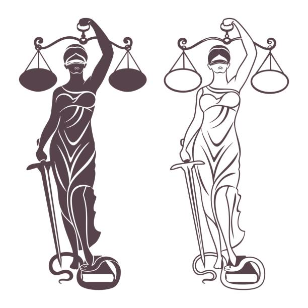 ilustraciones, imágenes clip art, dibujos animados e iconos de stock de señora justicia themis - legal system law justice backgrounds