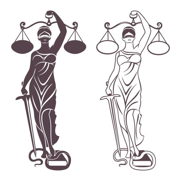 stockillustraties, clipart, cartoons en iconen met vrouwe justitia themis - justice