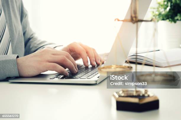 Lawyer Working In The Office Stock Photo - Download Image Now - Law, Lawyer, Office