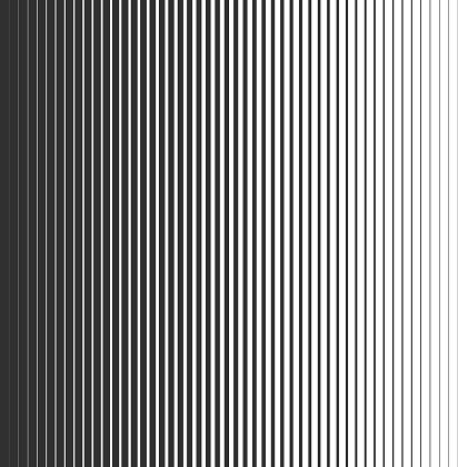 Gradient lines seamless pattern. Vertical black stripes, parallel white lines from thick to thin. Vector Pattern with gradient effect. Template for backgrounds and stylized textures. EPS10.