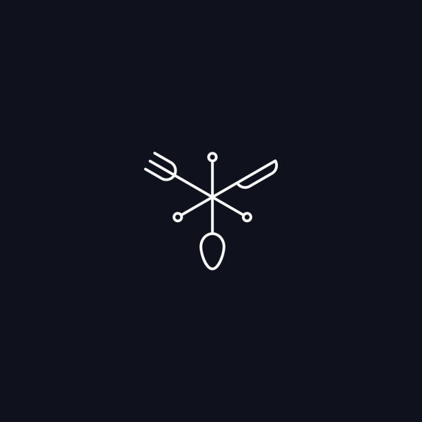 Line Symbol, Fork, spoon and knife, vector design element vector art illustration