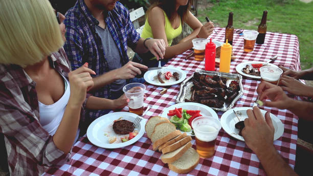 istock Friends are having meal in nature 655574988