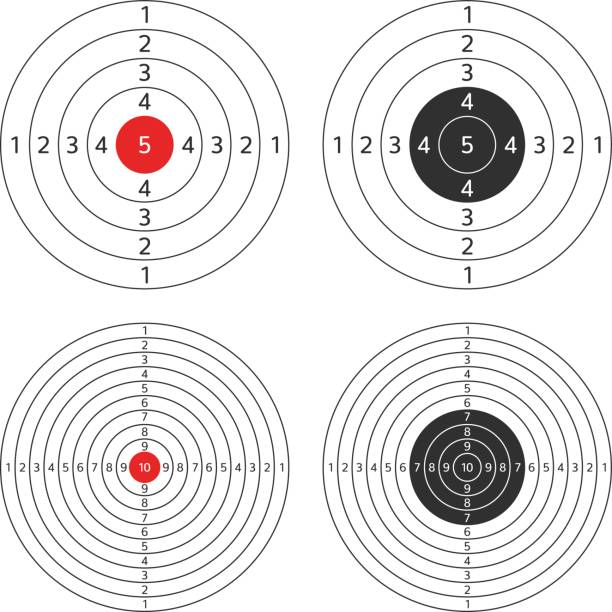 Shooting target vector set. Set targets for practical shooting of the pistol, shotgun or rifle. Collection of blank target sport for Shooting competition. Vector illustration EPS10. target sport stock illustrations