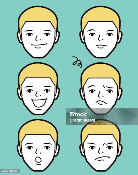 Male Emoticon Young Adult Man Face With Crew Cut Stock Illustration - Download Image Now - 20-29 Years, 30-39 Years, Adult