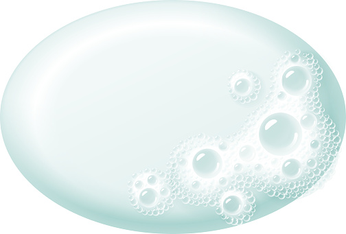 Ellipse bar of soap with foam isolated on white. Easy recolored vector. Eps10. RGB. Global colors