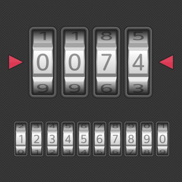 Combination lock set. Combination, number code Lock. Vector illustration of a combination lock set with all ten numbers. Protection, security concept. Keypad entry. Realistic style. light grey color code stock illustrations