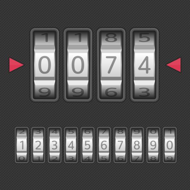 Combination lock set. Combination, number code Lock. Vector illustration of a combination lock set with all ten numbers. Protection, security concept. Keypad entry. Realistic style. combination lock stock illustrations