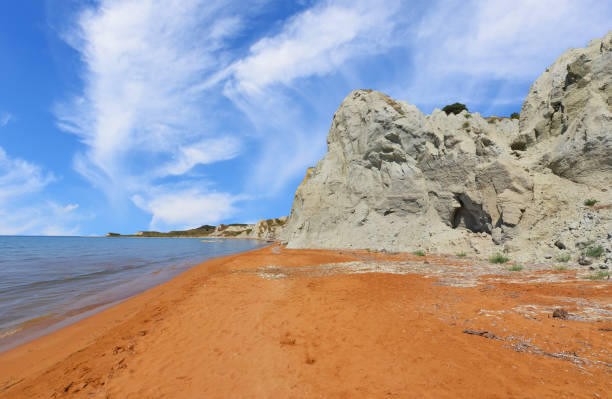 Xi beach Xi beach on Kefalonia island - Greece lixouri stock pictures, royalty-free photos & images