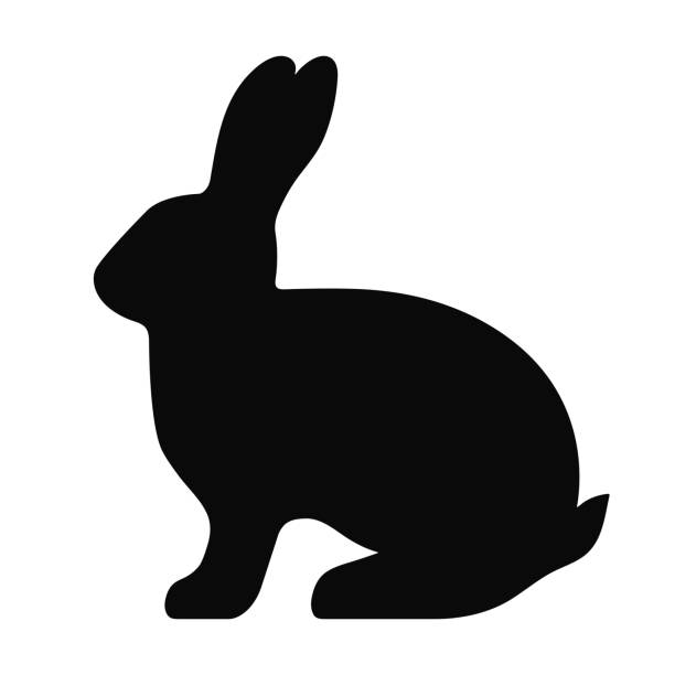 schwarze seite silhouette eines kaninchens isoliert auf weißem hintergrund. - hase stock-grafiken, -clipart, -cartoons und -symbole