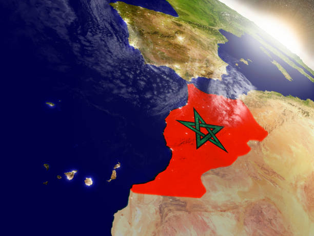 istock Morocco with flag in rising sun 655630016