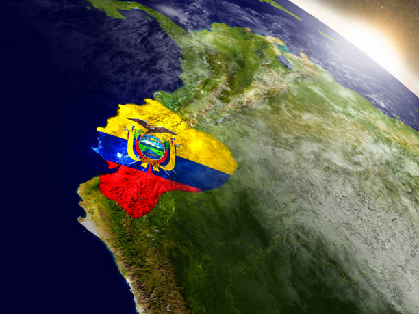istock Ecuador with flag in rising sun 655630068