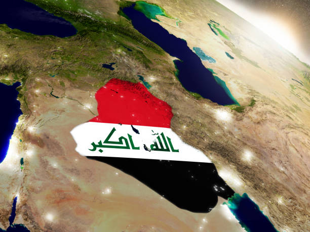 istock Iraq with flag in rising sun 655630138