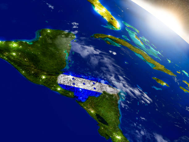 istock Honduras with flag in rising sun 655630166